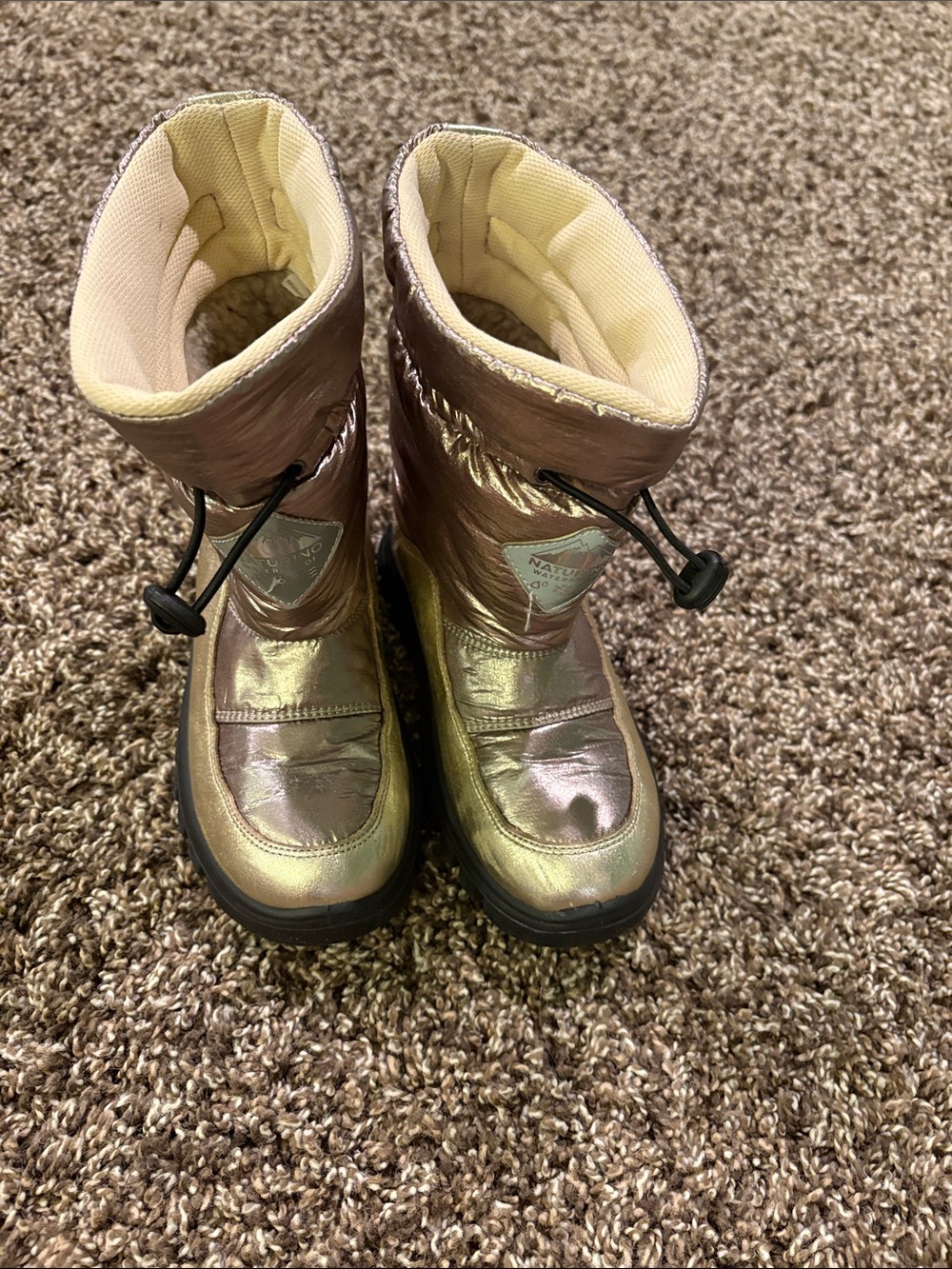 NATURINO Girls Metallic Gold Snow Boots - size 29